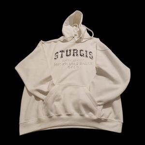 NWOT-Women's 2023 Sturgis motorcycle rally hoodie. Size L Color-White.